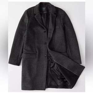 Abercrombie & Fitch  Wool-Blend Topcoat Men's Coat Grey Pattern size L
